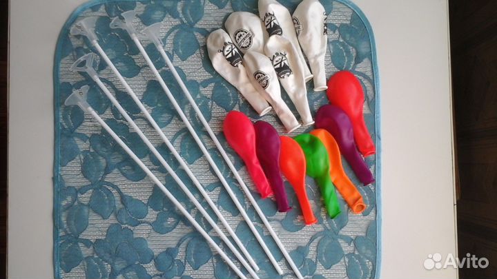 Шарики надувные 12 шт. палочки с креплениям+флажок