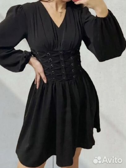 Платье с корсетом на завязках xs-s