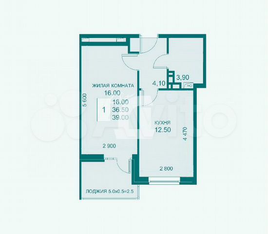 1-к. квартира, 40 м², 3/7 эт.