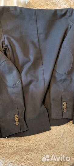 Пиджак темно синий+брюки +льняная белая рубашка