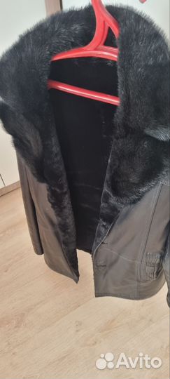 Кожаная зимняя куртка мужская на меху