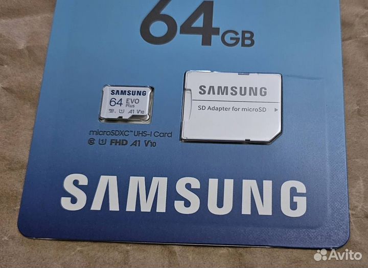 Карта памяти Samsung EVO Plus 64GB с адаптером
