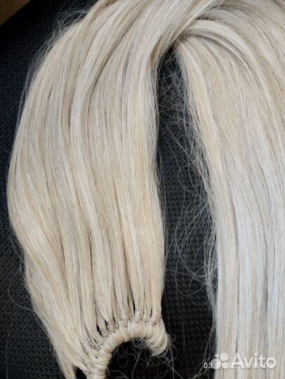Волосы хвост на резинке блонд 70 см