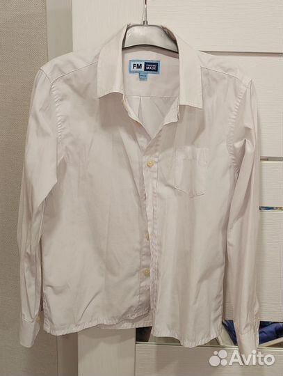 Белая школьная рубашка для мальчика 128-134