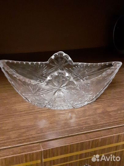 Салатник -ладья хрустальный из СССР