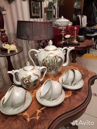 Шикарный Сервиз чайный. винтаж.ссср.живопись