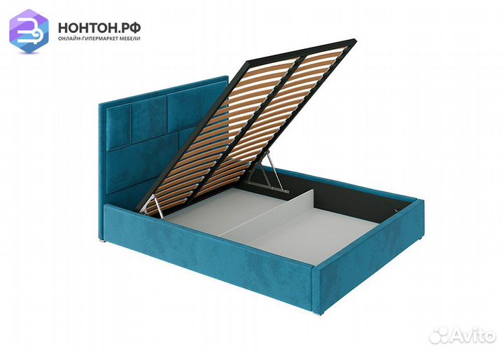 Кровать Стокгольм с подъемным механизмом велюр син