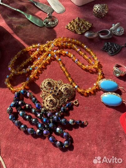 Серьги бижутерия чешская бусы