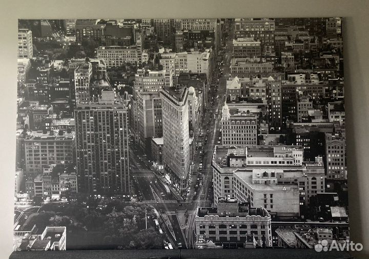 IKEA картина Нью-Йорк черно-белая 200 на 140 см