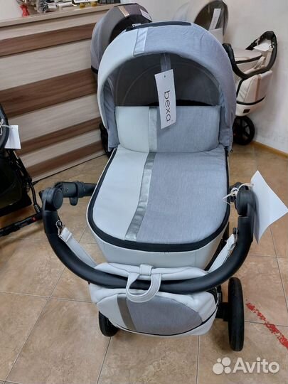 Коляска 2 в 1 AIR bexa (Белая кожа+св.серый)