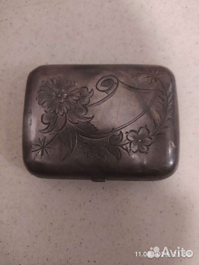 Портсигар серебряный 84 проба антиквариат