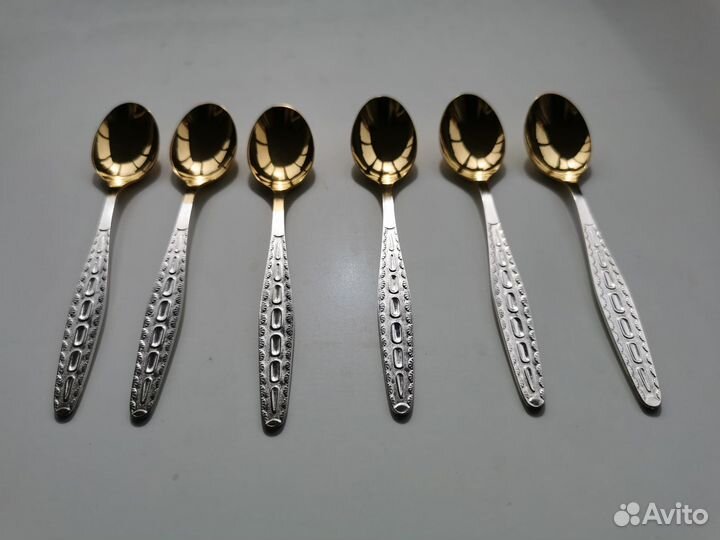 Чайные ложки мельхиор Кольчугино позолота