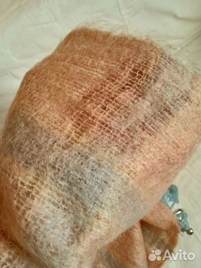 Большой мохеровый шарф палантин Шотландия винтаж