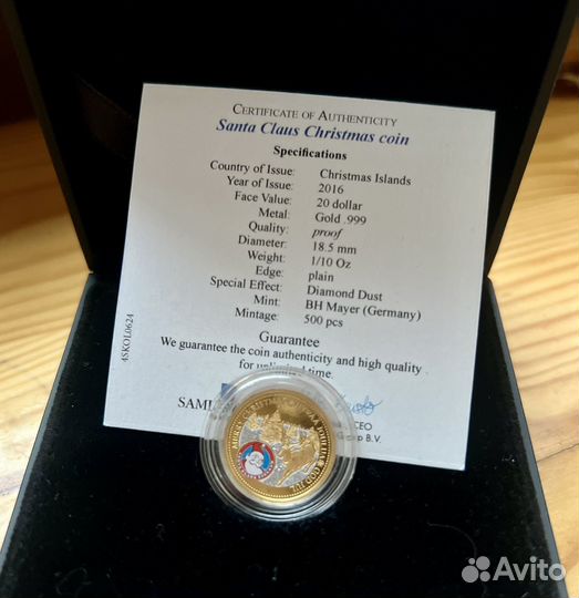Санта Клаус С Новым Годом Золотая монета