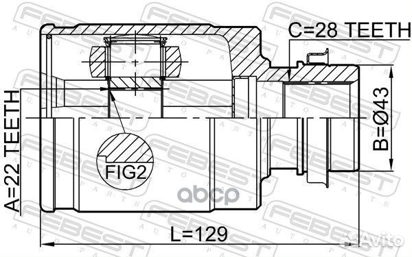 ШРУС внутренний правый 22X43X28 mazda 3 BK 03