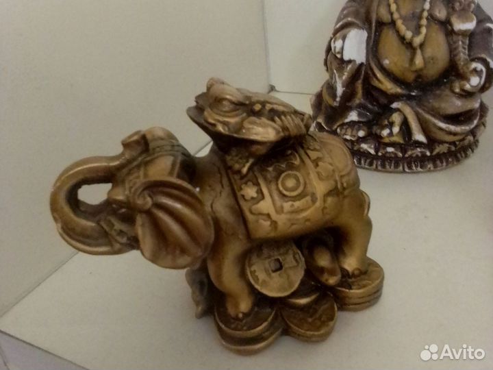 Статуэтки фэншуй, хотейчики слон, черепахи, жаба