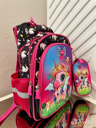 Рюкзак школьный с пеналом для девочки новый