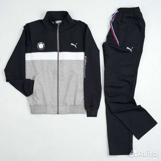 Спортивный костюм puma bmw бмв синий/серый