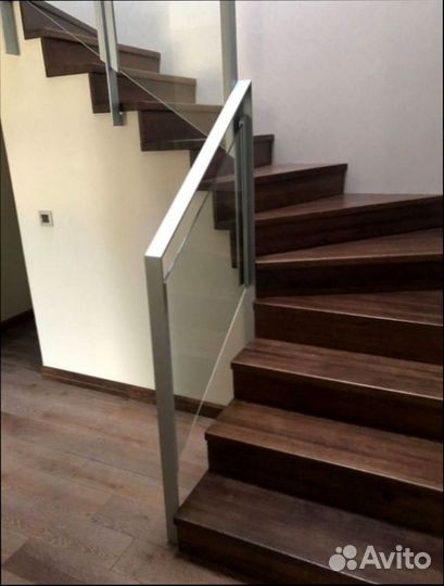 Стеклянные перила для лестниц