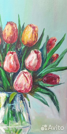 Букет тюльпанов. Весна. Картина маслом 30\40
