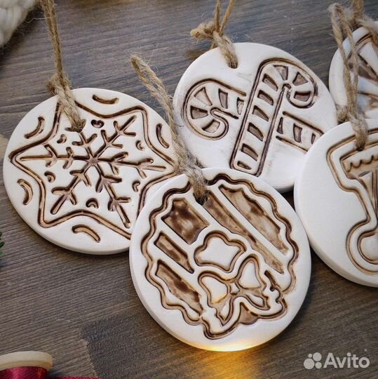 Ёлочные игрушки Керамика Ручной работы