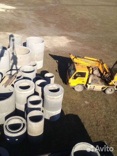 Услуги мини экскаватора манипулятора. Кольца жб