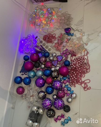 Елочные игрушки новогодние гирлянды пакетом