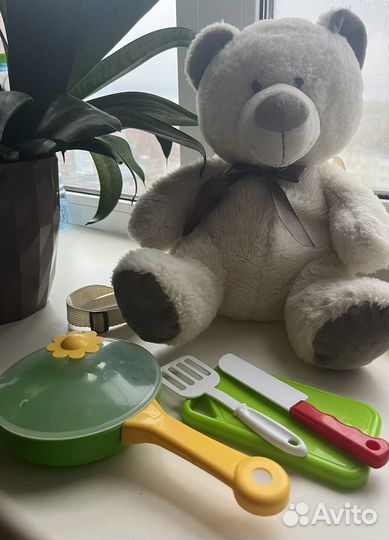 Детские игрушки сковородка лопатка мишка портфель
