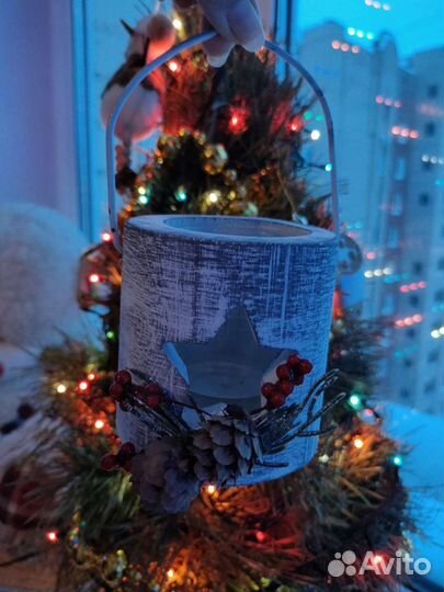 Подсвечник зимний новогодний