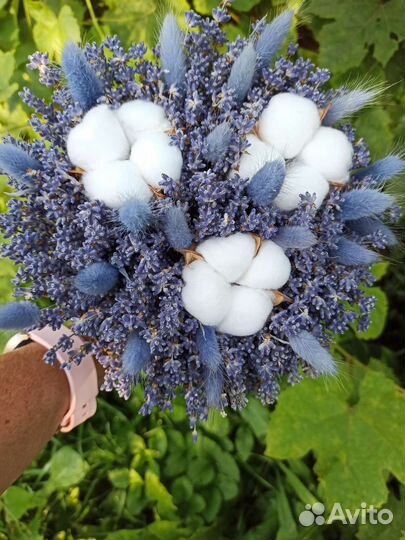 Букет из лаванды с хлопком