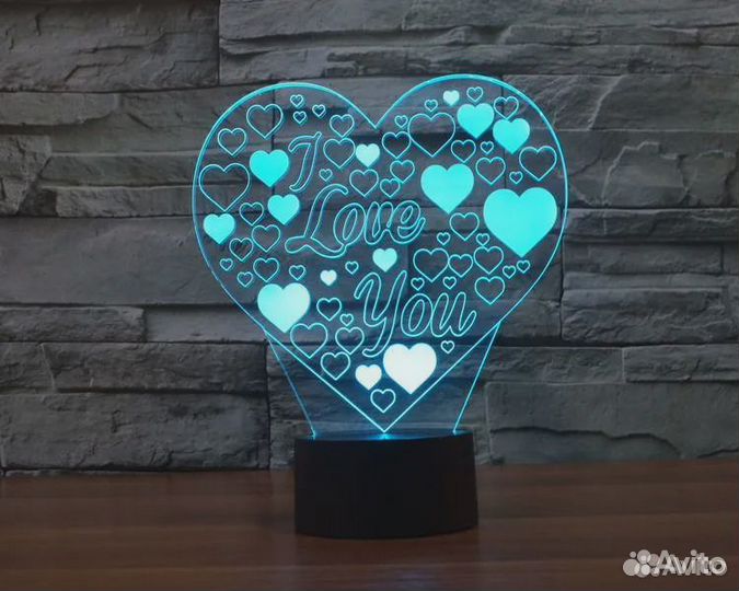 Лампа светодиодный ночник «love» 3D LED