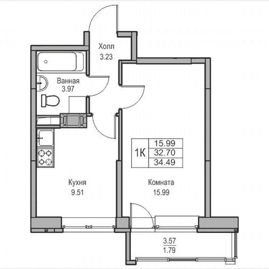 1-к. квартира, 34,5 м², 20/23 эт.