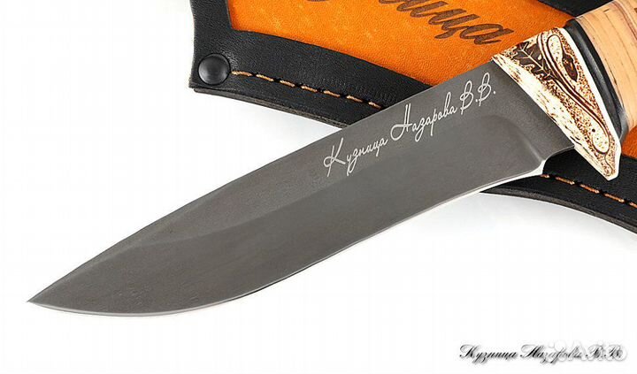 Авторский нож Сокол х12мф береста кость