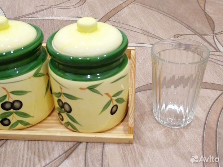 Набор из 3-х керамических банок для сыпучих