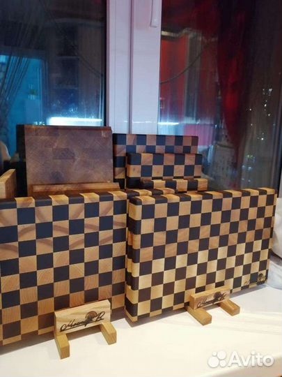 Разделочная доска, торцевая, деревянная