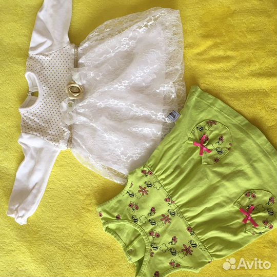 Одежда 62-68 пакетом(боди/комбезы/платья)