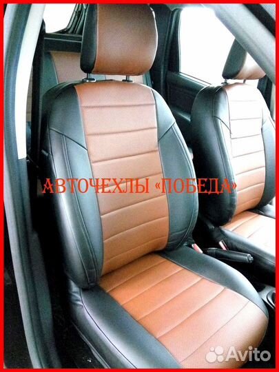 Чехлы Renault Duster 2 из экокожи чёрно-коричневые