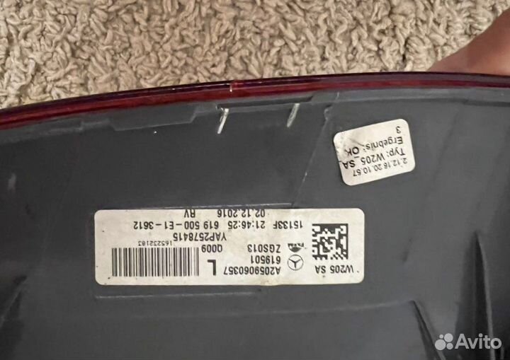 Mercedes задний фонарь w205