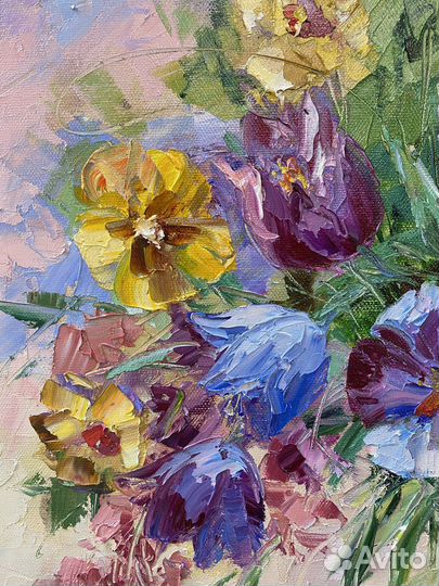 Картина маслом с цветами