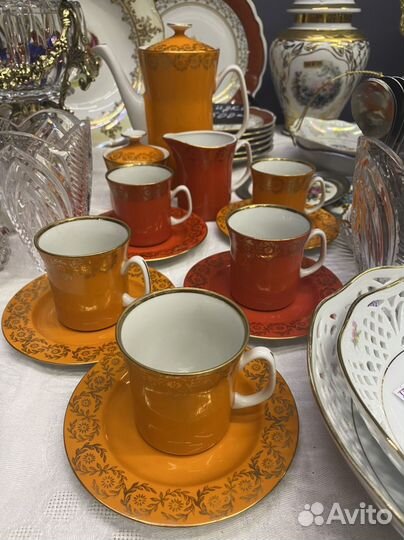 Сервиз и предметы, кофейный и чайный старинный