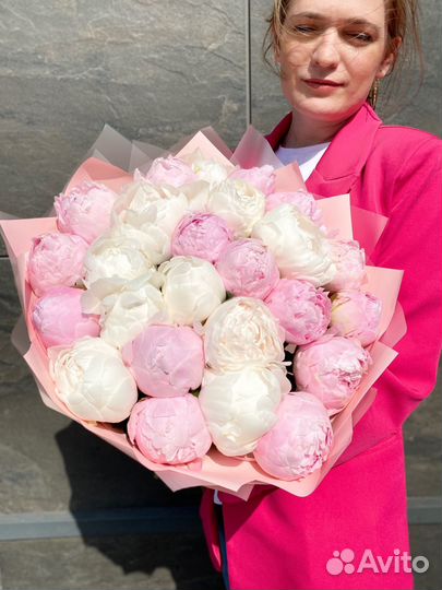 Букет пионы розовые премиум доставка