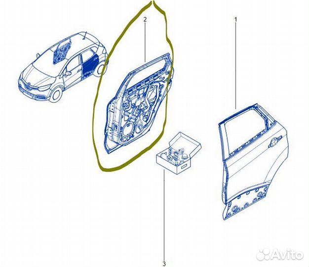 Дверь задняя правая Renault Kaptur RBA