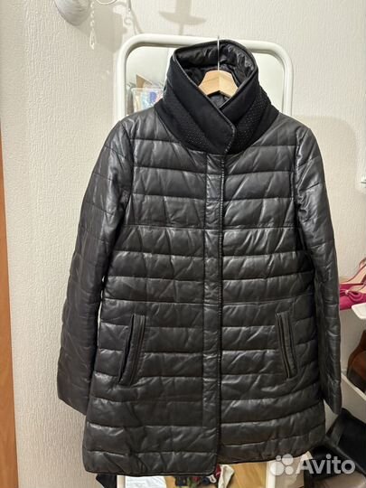 Кожаный пуховик