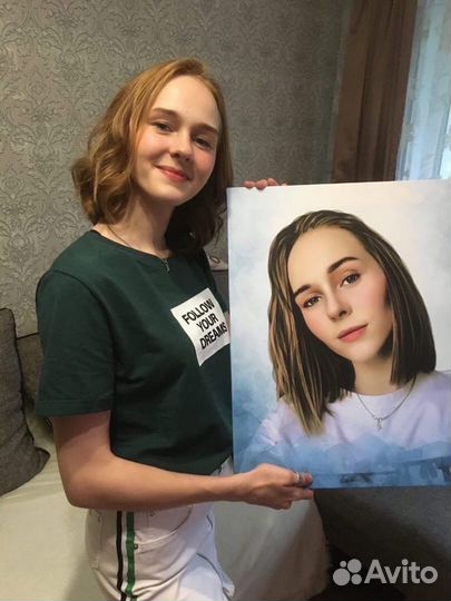 Портрет по фото на холсте на День рождения