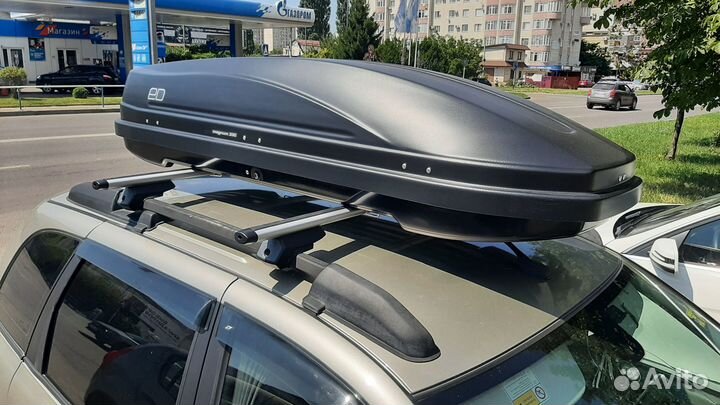 Автобокс на крышу Магнум 330л,185см, карбон черный