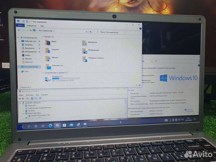 Новый ноутбук на n3350 6GB DDR4 128GB SSD