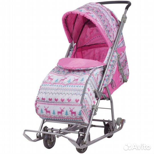 Санка коляска с 4 мя колесами