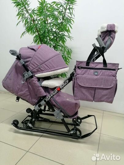 Новые санки-коляска Ника 7-8K (с единорогом)