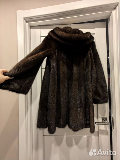 Шуба норковая с капюшоном