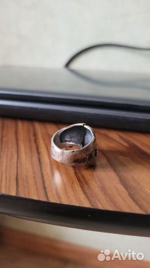 Кольцо череп серебро